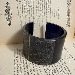 Vintage Nature Dried Leaf Cuff Bangle Bracelet